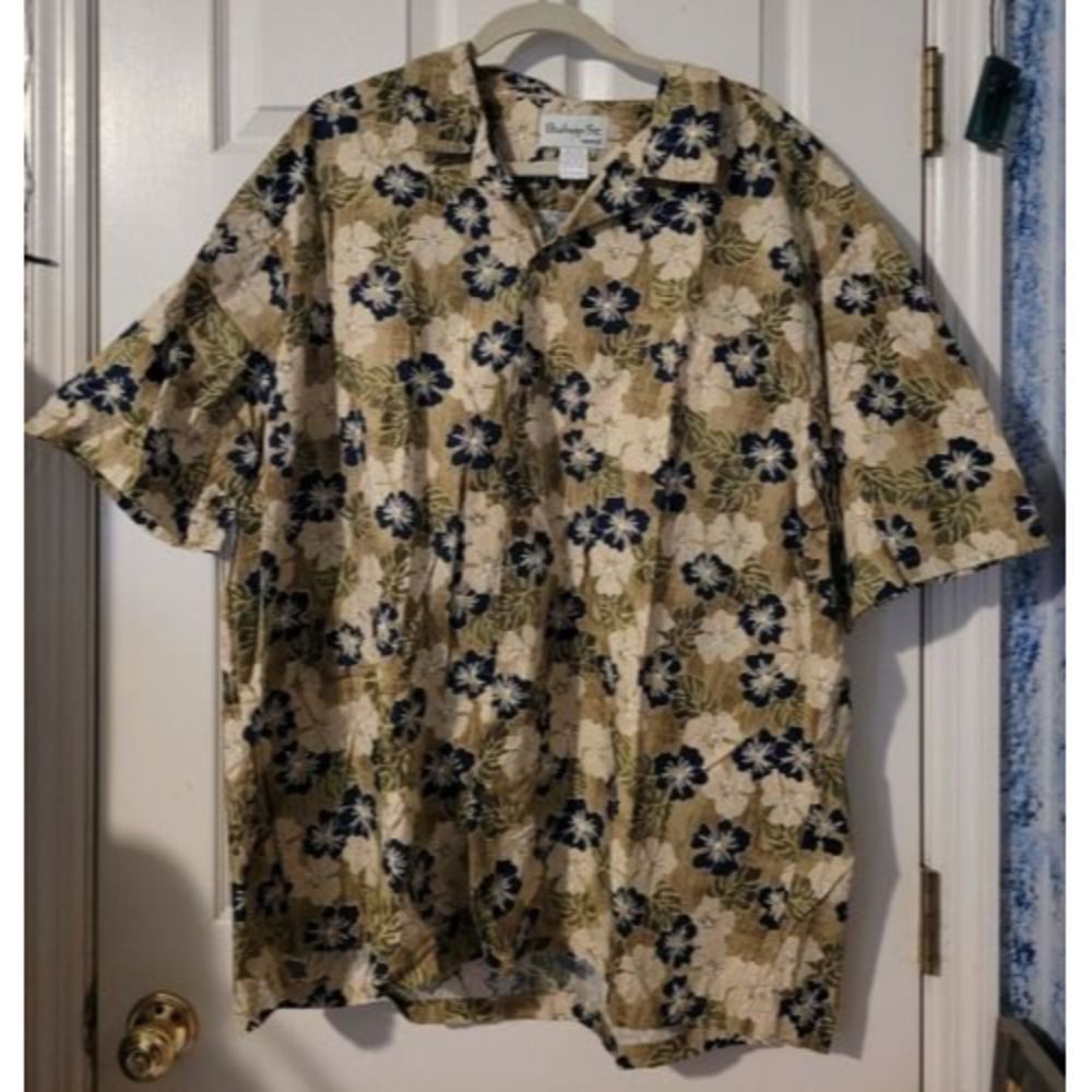 VTG Bishop St Hawaiian Tropical Button Up Short Sleeve Shirt Mens 4xl